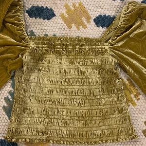 BNWT Anthropologie Gorgeous green velvet top!